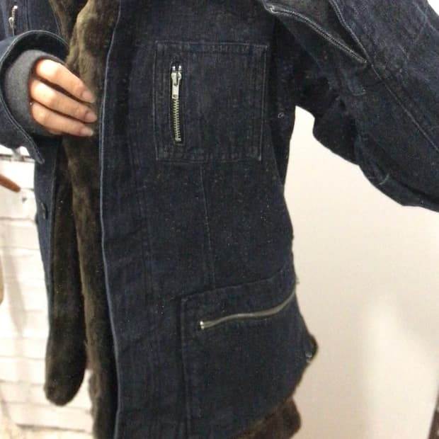퍼 데님 자켓