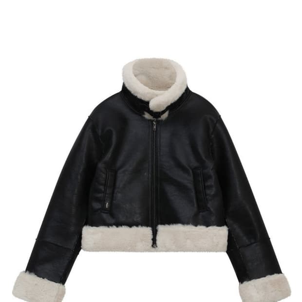 보헤미안서울 슬림핏 시어링 무스탕 블랙