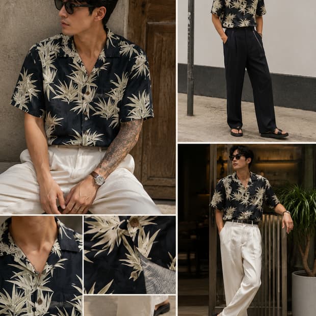 JAMAICA JAXX 실크 하와이안셔츠
L size