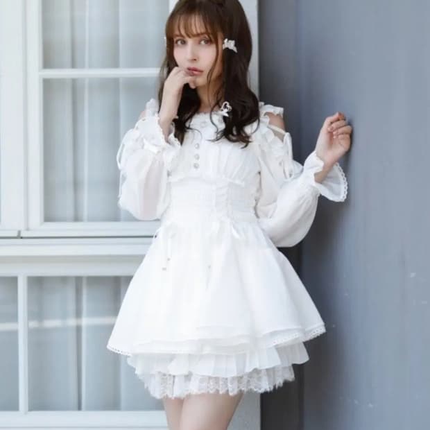  리즈리사 쉬폰 셋업 화이트 양산형지뢰계히메갸루