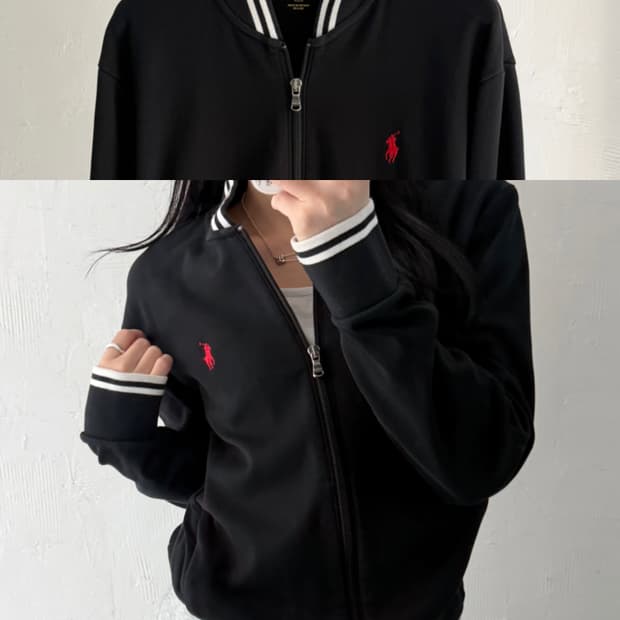 Polo 폴로 랄프로렌 신형 레드포니 블랙컬러 코튼 집업 트랙 자켓