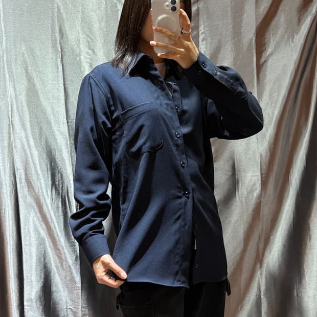 M 발렌시아가 딥네이비 원포켓 코튼셔츠