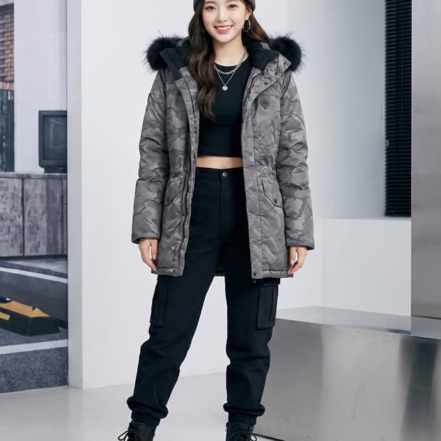 코오롱스포츠 카모플라쥬 다운 패딩