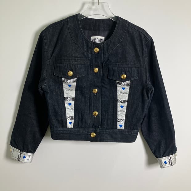 MOSCHINO 모스키노 블랙 데님 크롭 자켓 