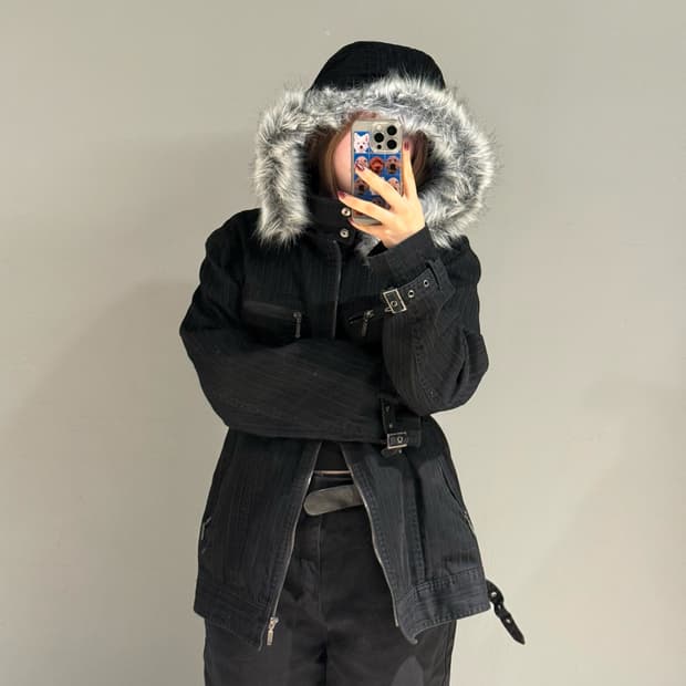 fur trimming buckle point jacket