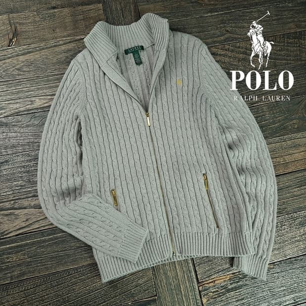 [폴로 랄프로렌] 케이블 꽈배기 하이넥 니트 집업 가디건 M19743