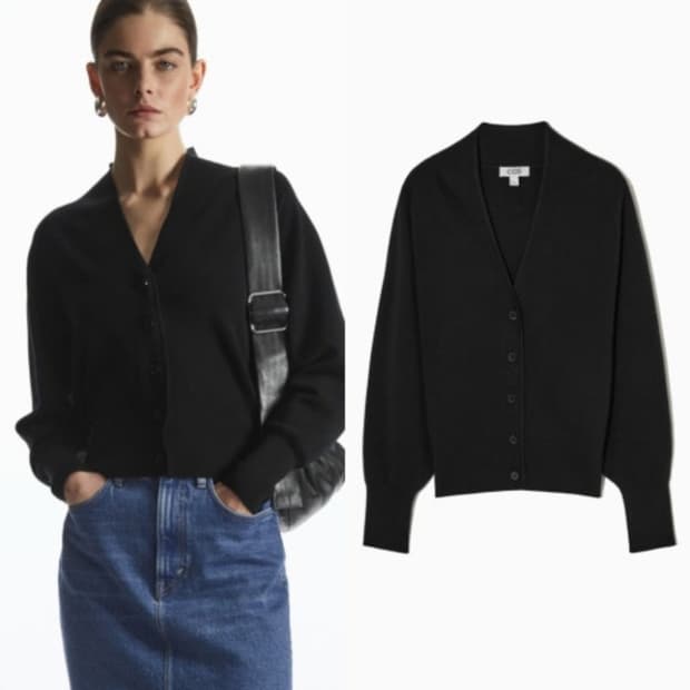 COS 23 웨이스트 브이넥 가디건