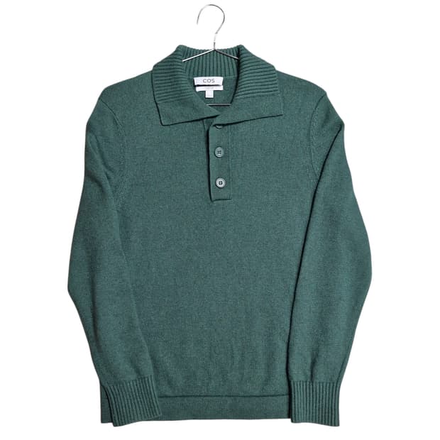COS 코스 모 캐시미어 혼방 카라넥 니트 그린 M