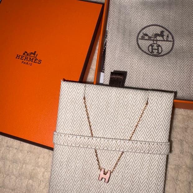 에르메스 정품 미니 팝아슈 목걸이 로즈골드 로즈드라제