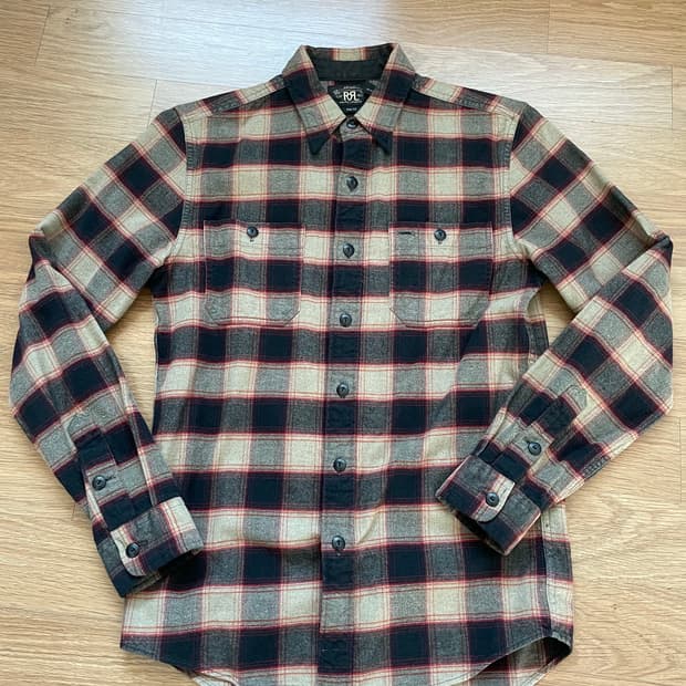 RRL 체크 셔츠 브라운 블랙 베이지 플레이드 타탄 S