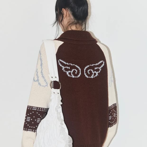 일리고 코위찬 니트 집업 브라운