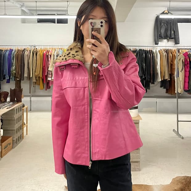 WILSON LEATHER fur leather jacket 레오파드 퍼