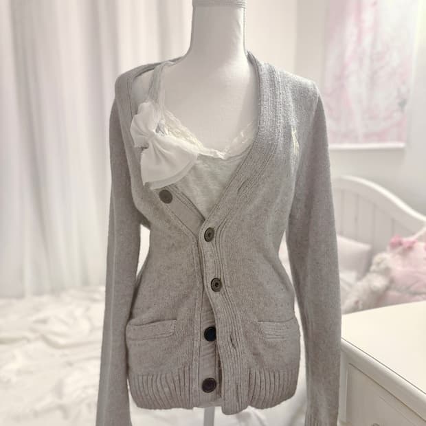 아베크롬비 A&F 그레이 회색 버튼 가디건 로고 공겜 y2k 미국 빈티지