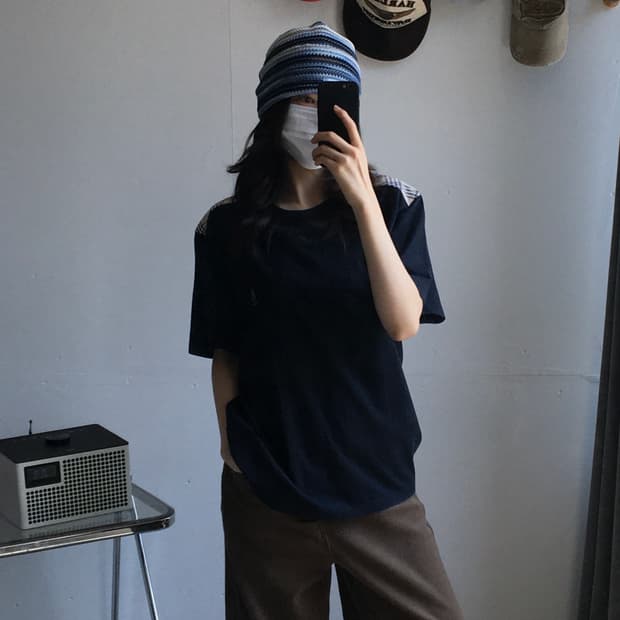 빈폴 라운드넥 체크패턴 반팔티