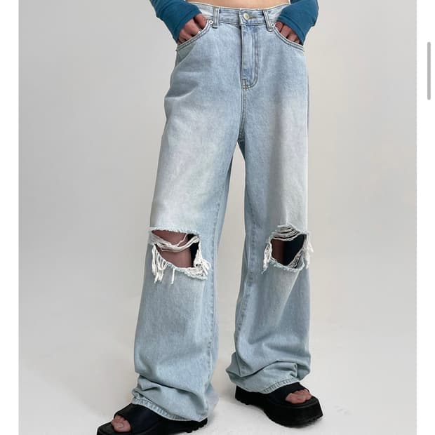 [빠른배송] 블랙업 썸머 데미지 데님팬츠