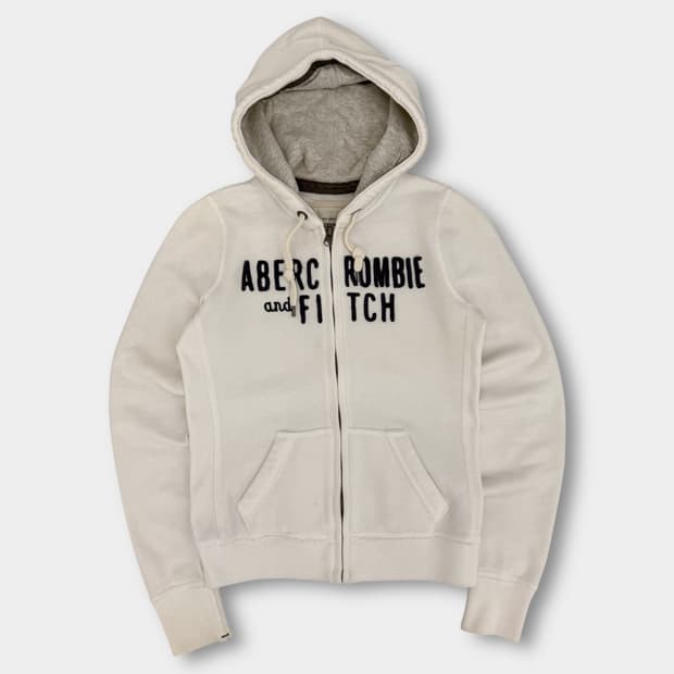 아베크롬비 00‘s 크림 화이트 스웻 후드집업