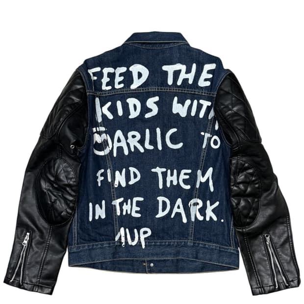 2016 준야 와타나베 가죽 라이더 데님 결합 자켓