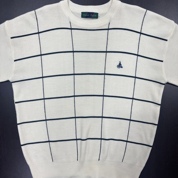 빈폴 체크 화이트 니트