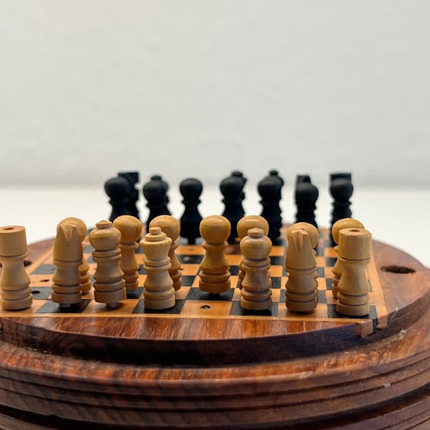 빈티지 라운드 원목 체스게임