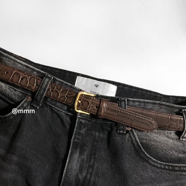 [Unisex] 크로커다일 골드버클 가죽 벨트