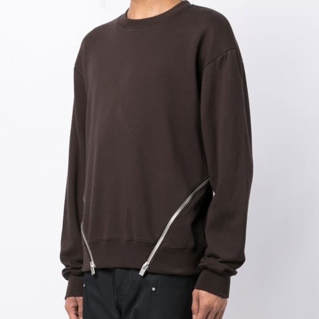 Heliot emil 리버서블 브라운 지퍼 맨투맨