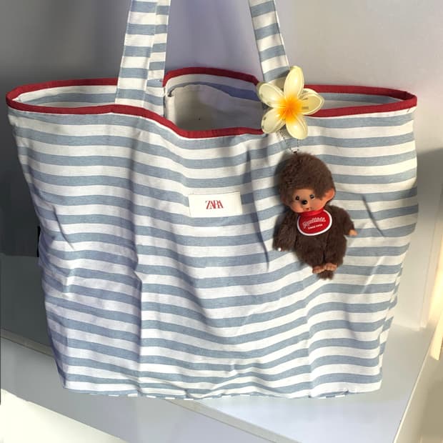 <새상품>ZARA 자라 스트라이프 에코백 비치백 빅백 여행 가방 토트백