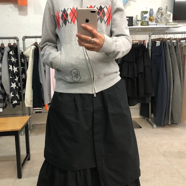 베이프 아가일 패턴 후드집업