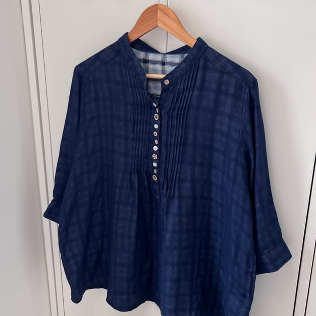 Colopuca 체크 단추 모리걸 블라우스