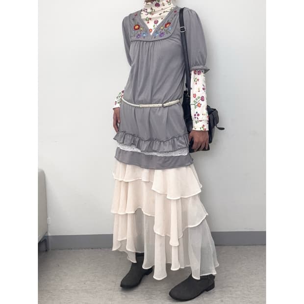 빈티지 아이보리 캉캉 스커트