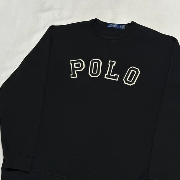 XL 폴로랄프로렌 빅로고 블랙 기모 맨투맨