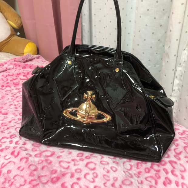 비비안웨스트우드 빈티지 애나벨 보부상 빅 로고 골드 토트백 가방