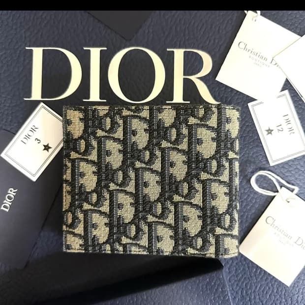 [S+급/크림판] 디올 오블리크 반지갑 베이지