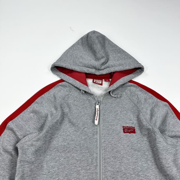 오니츠카타이거 스몰 로고 그레이 후드집업 (M)