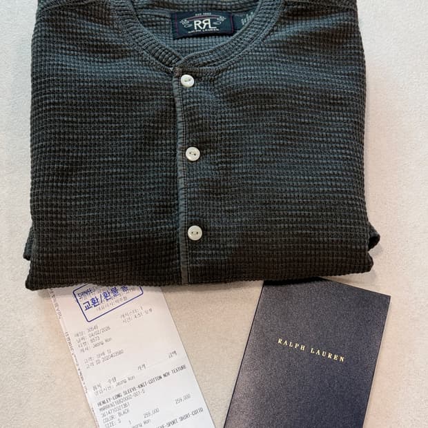 RRL 와플 니트 헨리 셔츠