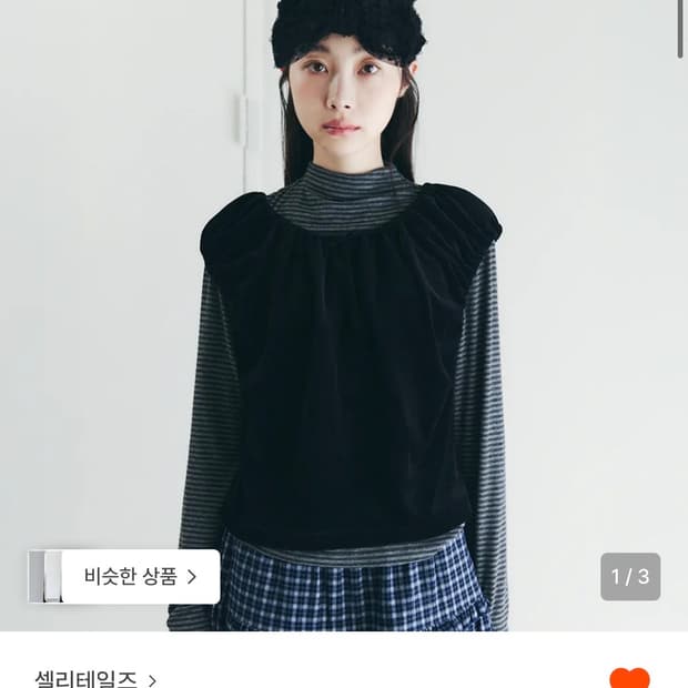 셀리테일즈 VELVET SHIRRING T-SHIRT_BLACK