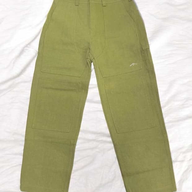 남성) 콜드웜 백포켓 포인트 카키 코튼 팬츠