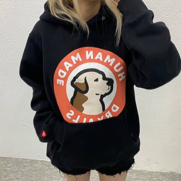 휴먼메이드 도그 헤비웨이트 블랙 후드 M