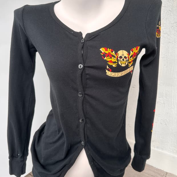 liquor brand skull punk cardigan