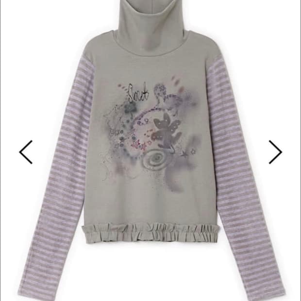 허그유어스킨 드로잉 프릴 폴라탑 그레이퍼플