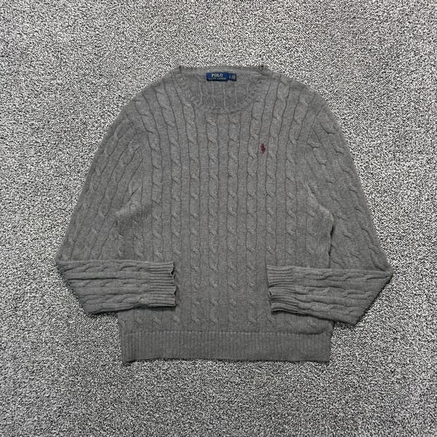 Name : 폴로 랄프로렌 시그니처로고 그레이컬러 꽈배기 니트 :)