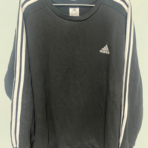 아디다스 삼선 블랙 맨투맨 티셔츠