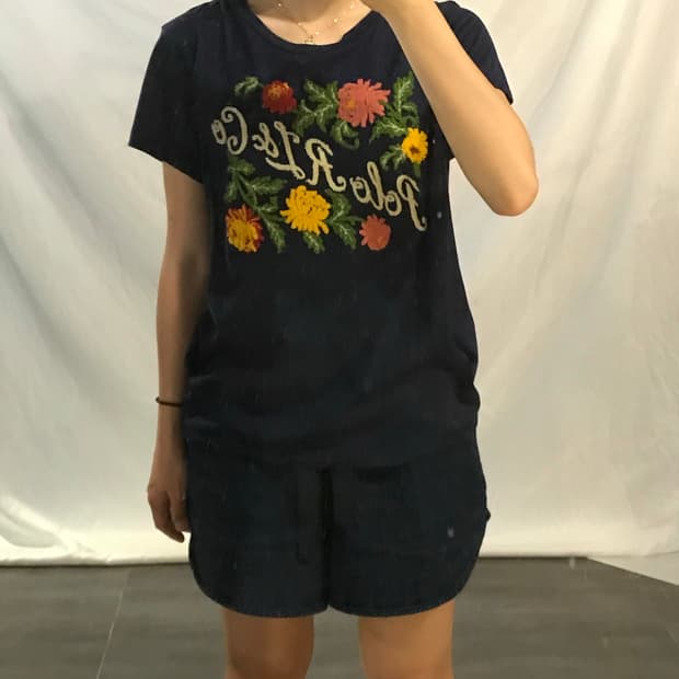 Polo flower needlework t-shirt