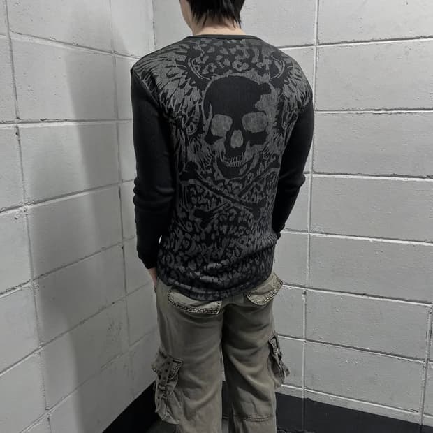 Dead silence glitter printing skull long
