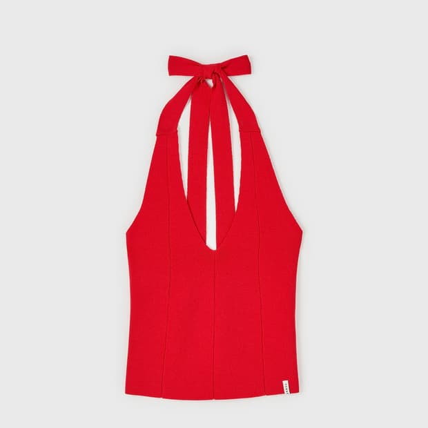 yunse STRAP HALTER KNIT (RED) 홀터넥 니트