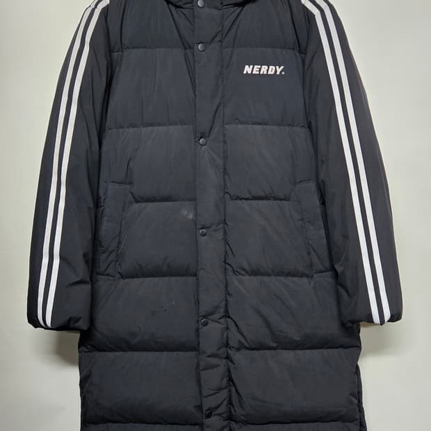 널디 블랙 라인 롱패딩M