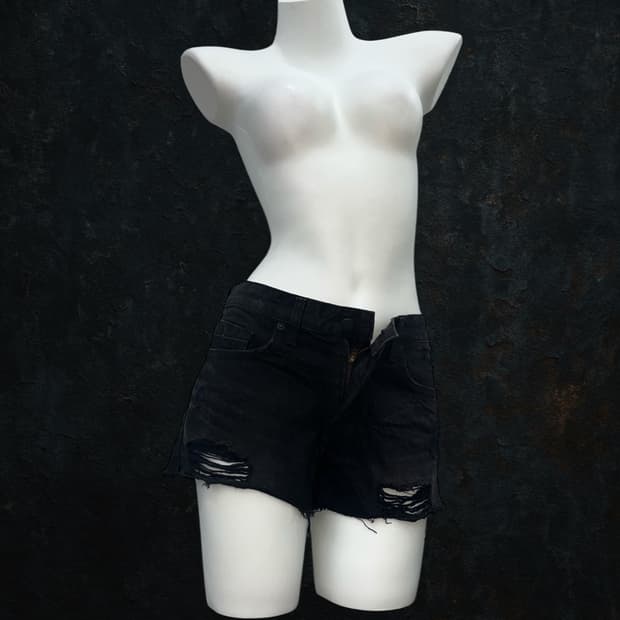 black denim shorts