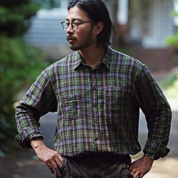 [L] 더레스큐 플란넬 테디 셔츠 올리브 믹스