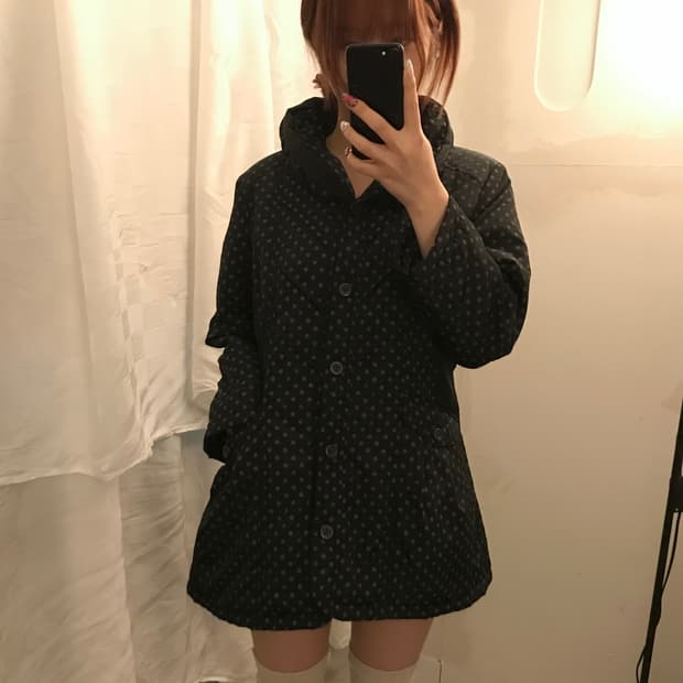 JPN Vintage 모리걸 라떼갸루 하구미 도트 패딩