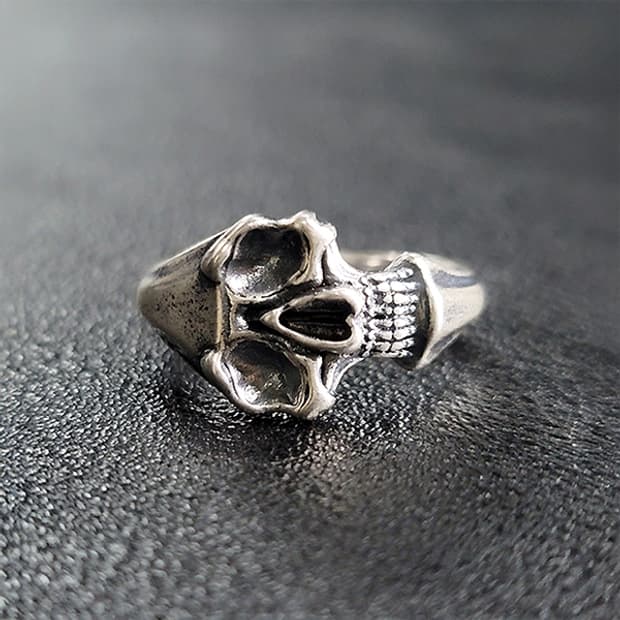 Bonehex 백동 남자 엔틱 빈티지 명품 신화 고대 전사 해골 반지