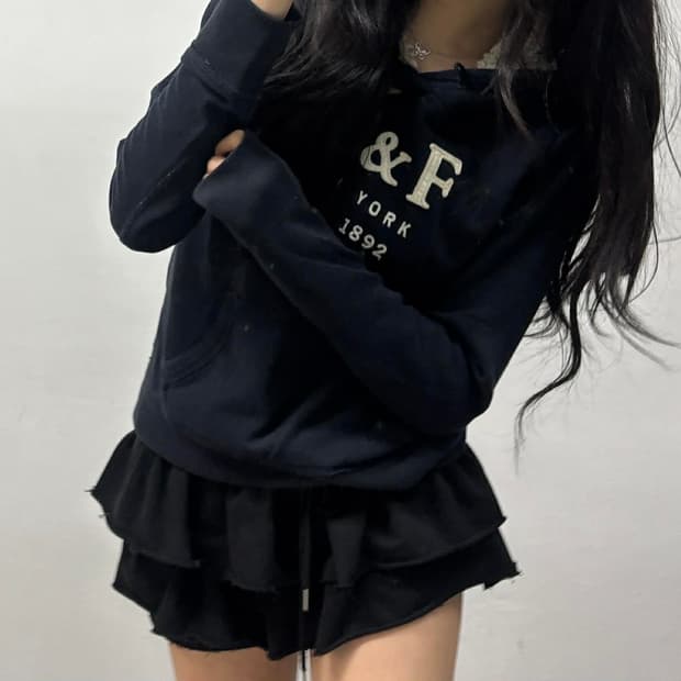 아베크롬비 y2k 울프죠 양털 대대장 스웻 셔츠 후드티(L)